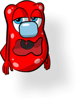 Rojo the plaquster, a Leap dental brand character